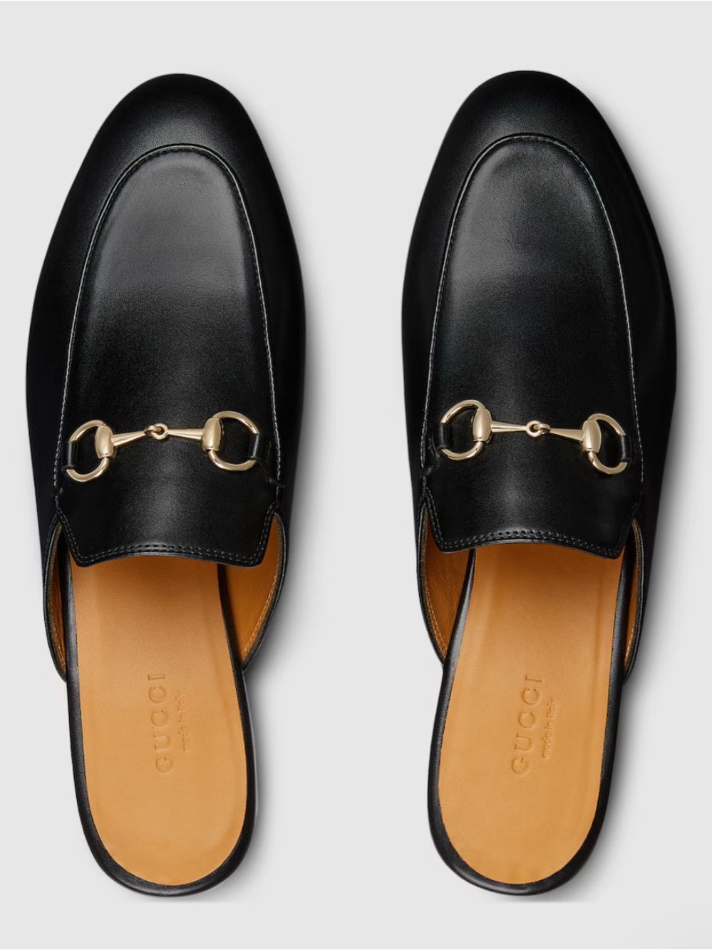 Gucci Black Leather Slip-On Mule with Gold Horsebit